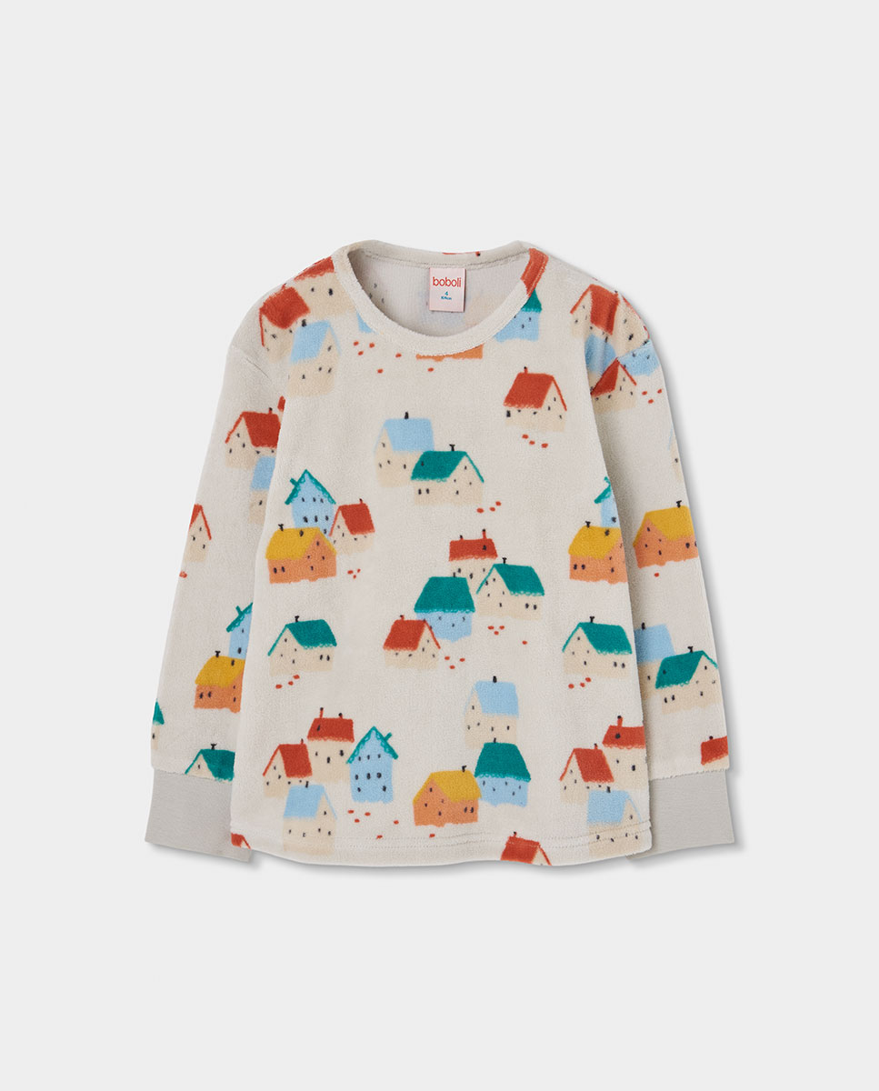 Pijama de Canelado Infantil de Algodão Aos Quadrados Multicolor-3
