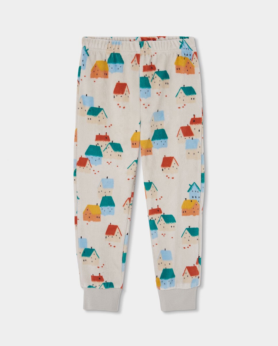 Pijama de Canelado Infantil de Algodão Aos Quadrados Multicolor-4