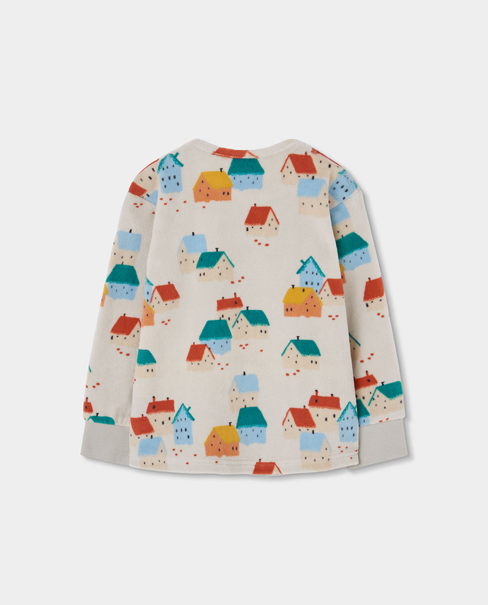Pijama de Canelado Infantil de Algodão Aos Quadrados Multicolor-5