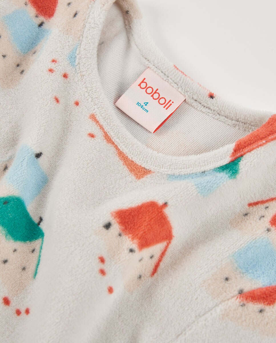 Pijama de Canelado Infantil de Algodão Aos Quadrados Multicolor-7