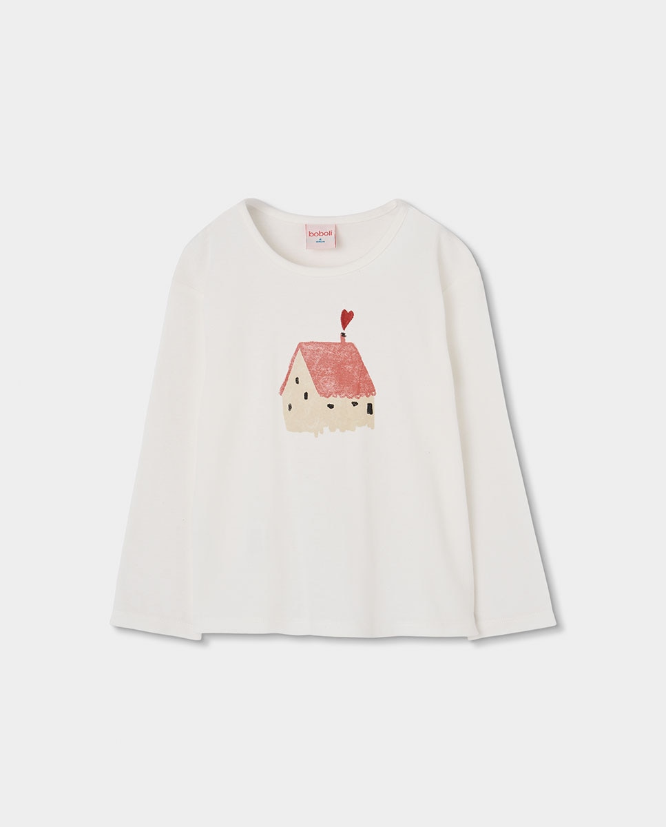 Pijama de Canelado Infantil de Algodão Aos Quadrados Rosa / Branco-3