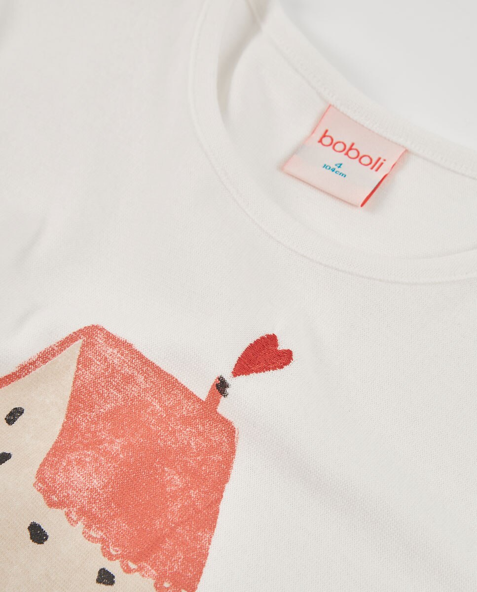 Pijama de Canelado Infantil de Algodão Aos Quadrados Rosa / Branco-7