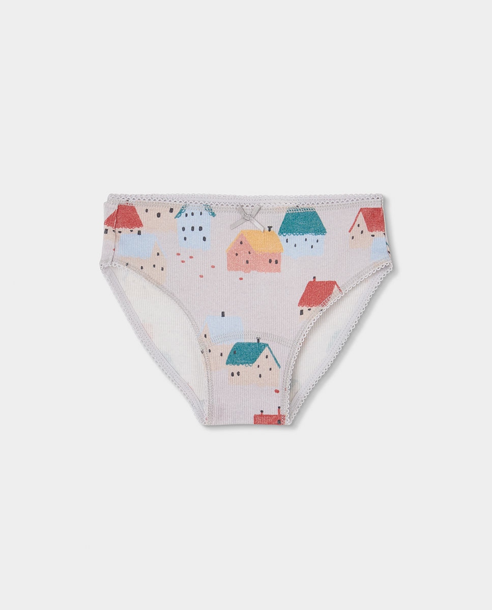 Pack de 3 Cuecas Infantil de Algodão Aos Quadrados Branco / Rosa-3
