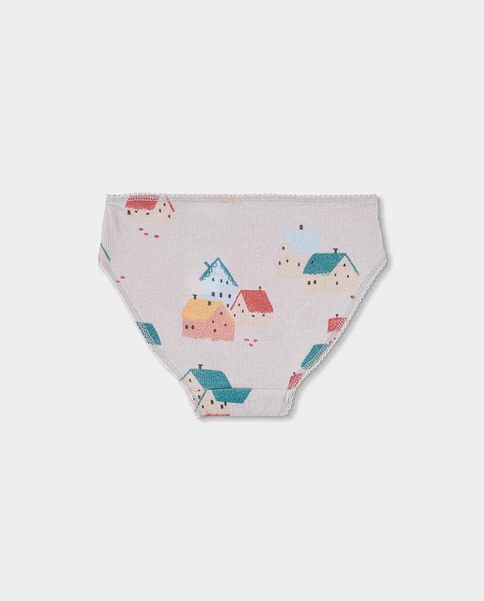 Pack de 3 Cuecas Infantil de Algodão Aos Quadrados Branco / Rosa-6
