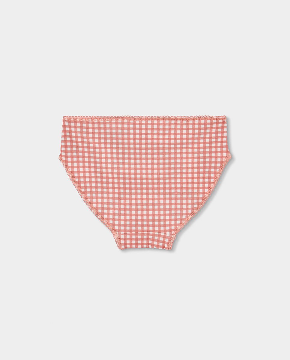 Pack de 3 Cuecas Infantil de Algodão Aos Quadrados Branco / Rosa-7