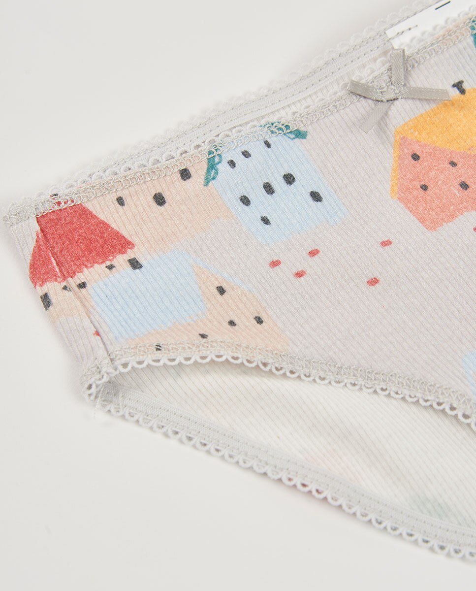 Pack de 3 Cuecas Infantil de Algodão Aos Quadrados Branco / Rosa-9