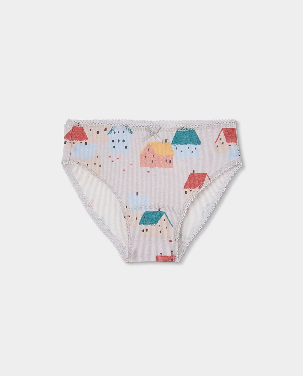 Pijama de Canelado Infantil de Algodão Aos Quadrados Branco / Rosa-3