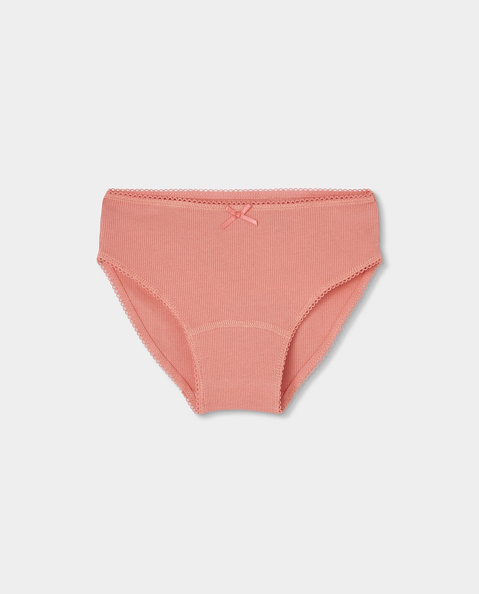 Pijama de Canelado Infantil de Algodão Aos Quadrados Branco / Rosa-5