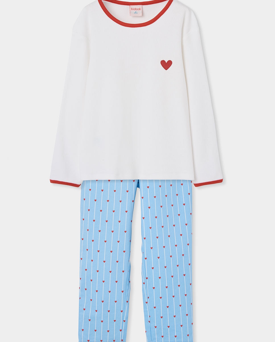 Imagem 0 de Pijama de Canelado Infantil de Algodão com Estampado Às Riscas