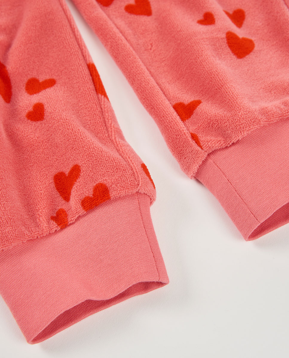 Pijama de Veludo Infantil de Manga Comprida com Gola Redonda Boboli Vermelho-8