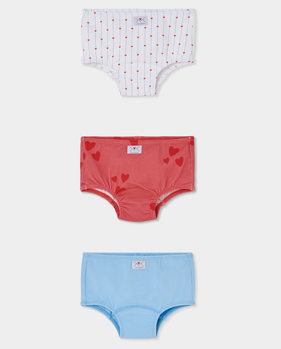Imagem 0 de Pack de 3 Cuecas Infantil de Algodão com Estampado de Corações