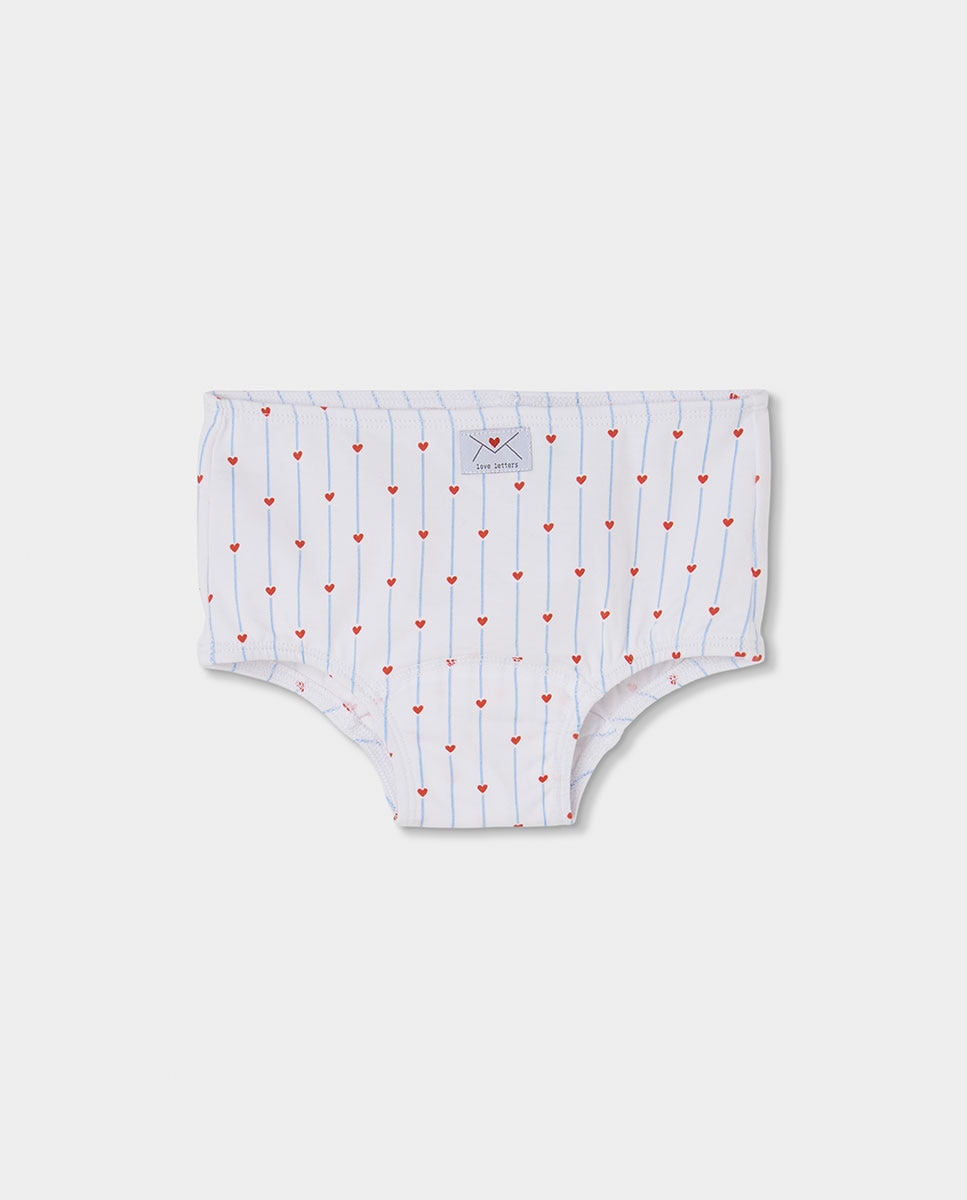 Pack de 3 Cuecas Infantil de Algodão com Estampado de Corações Vermelho-3
