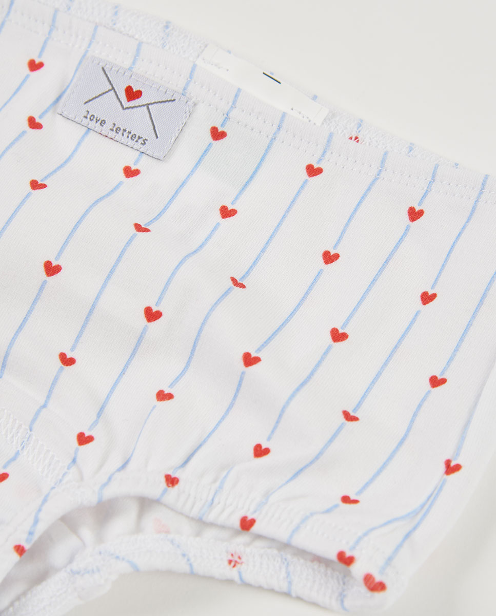 Pack de 3 Cuecas Infantil de Algodão com Estampado de Corações Vermelho-9
