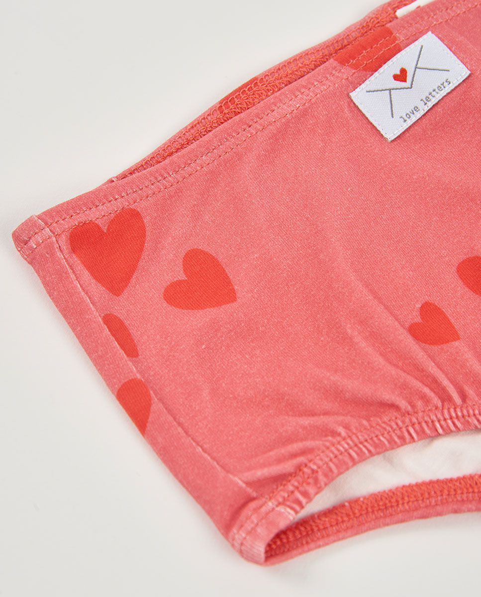 Pack de 3 Cuecas Infantil de Algodão com Estampado de Corações Vermelho-10