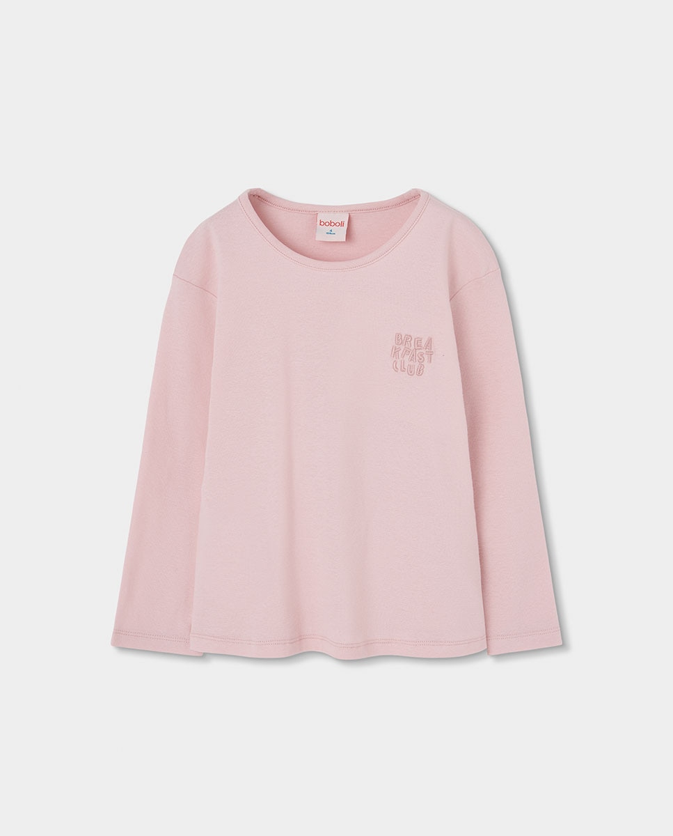 Pijama Infantil de Algodão com Estampado Às Riscas Boboli Rosa / Branco-3