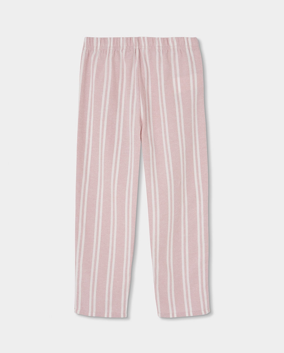 Pijama Infantil de Algodão com Estampado Às Riscas Boboli Rosa / Branco-6