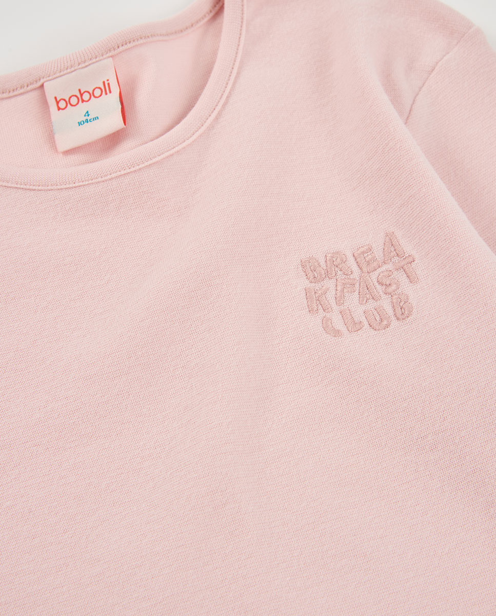 Pijama Infantil de Algodão com Estampado Às Riscas Boboli Rosa / Branco-7