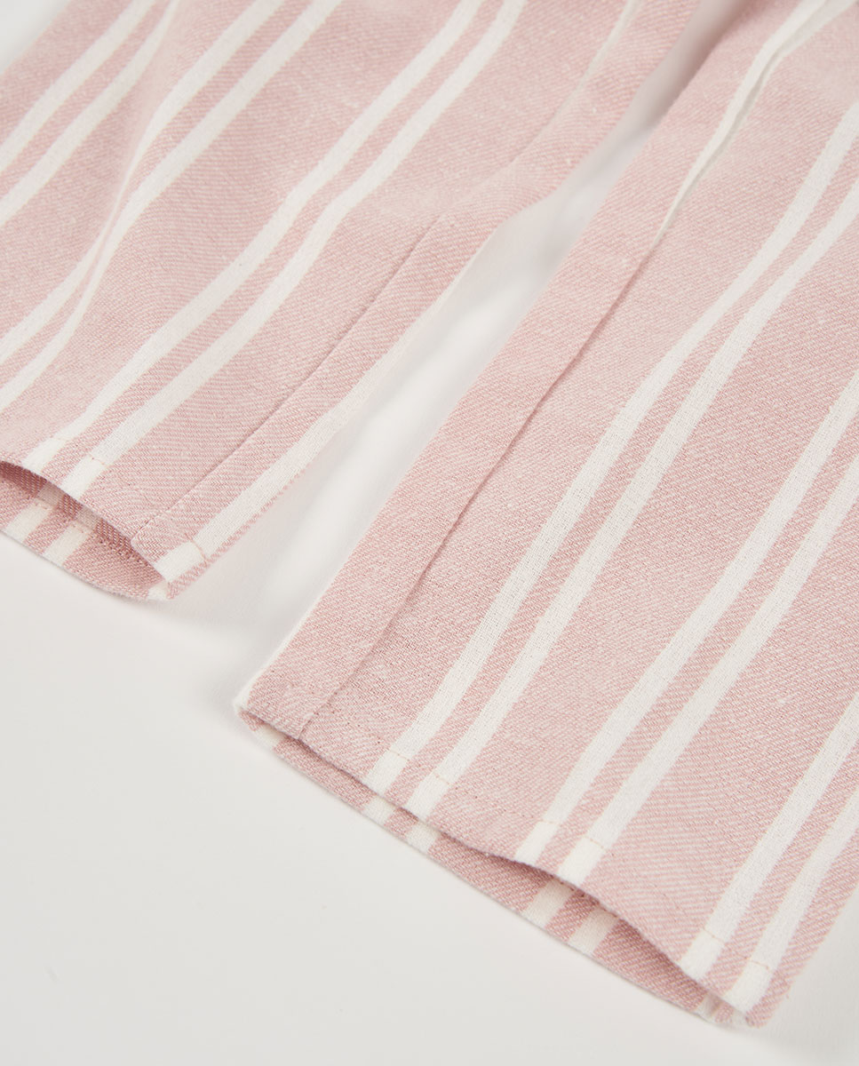 Pijama Infantil de Algodão com Estampado Às Riscas Boboli Rosa / Branco-8