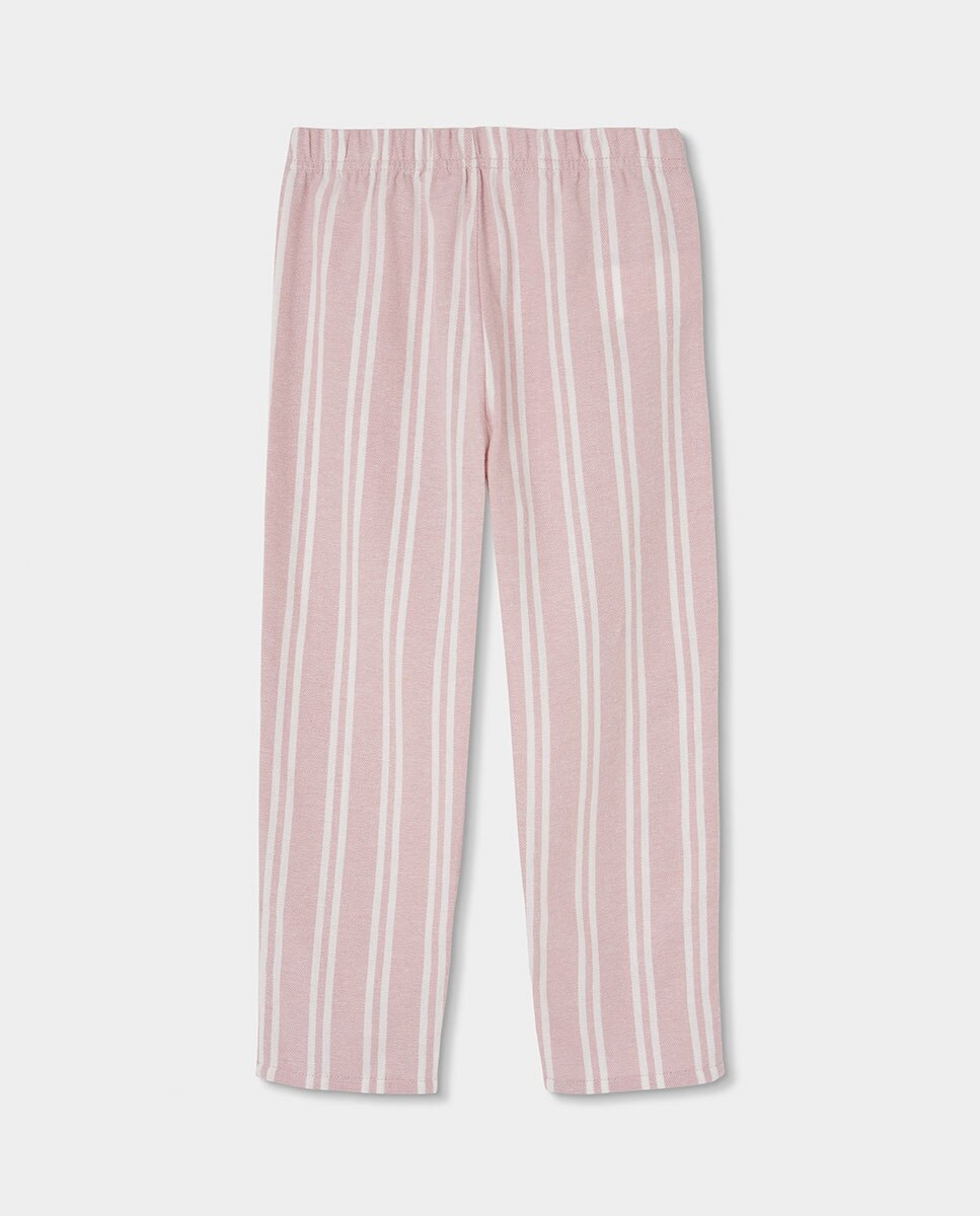 Pijama de Veludo Infantil de Manga Comprida com Gola Redonda Rosa / Branco-6