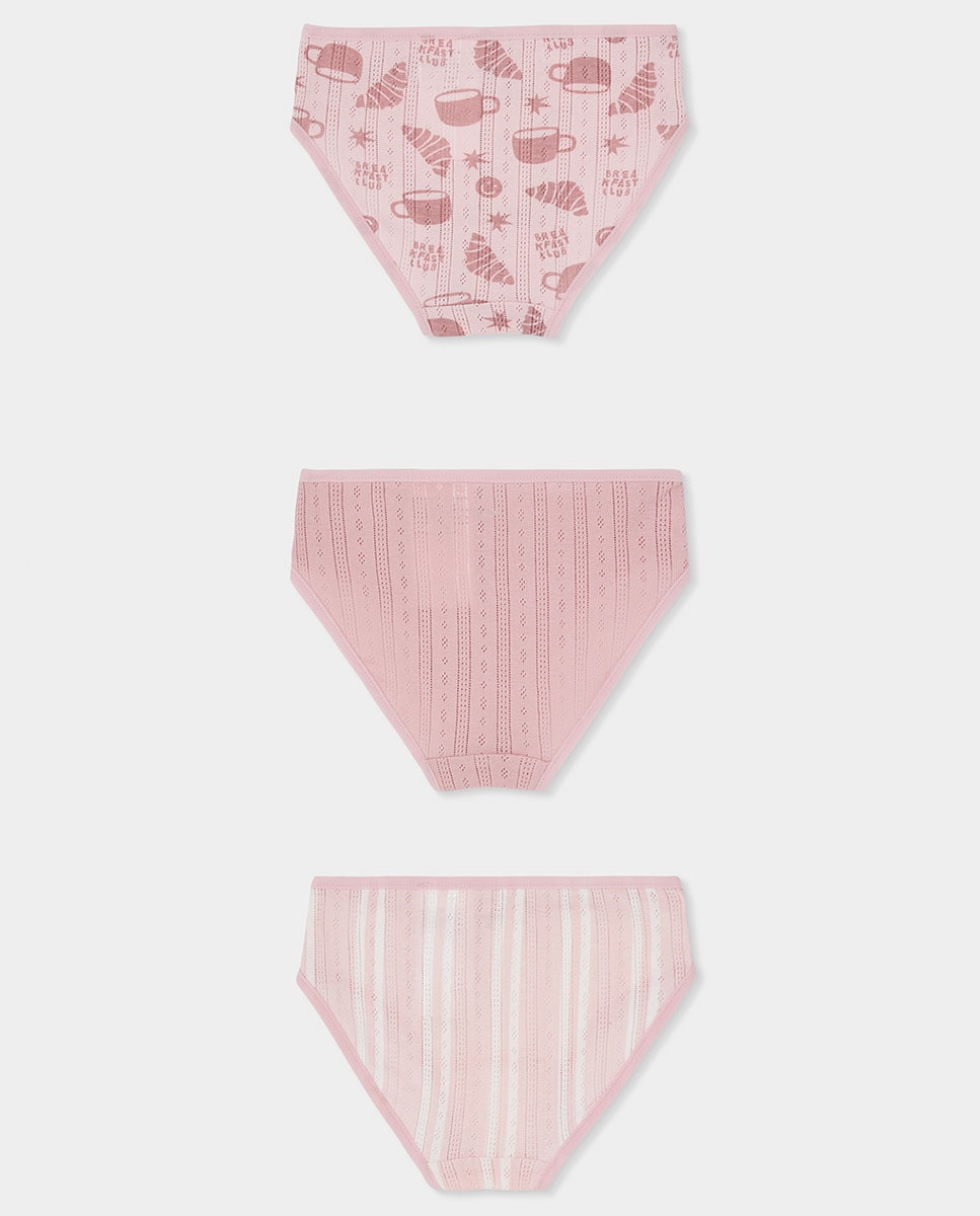 Pack de 3 Cuecas Infantil de Algodão Rosa / Branco-2