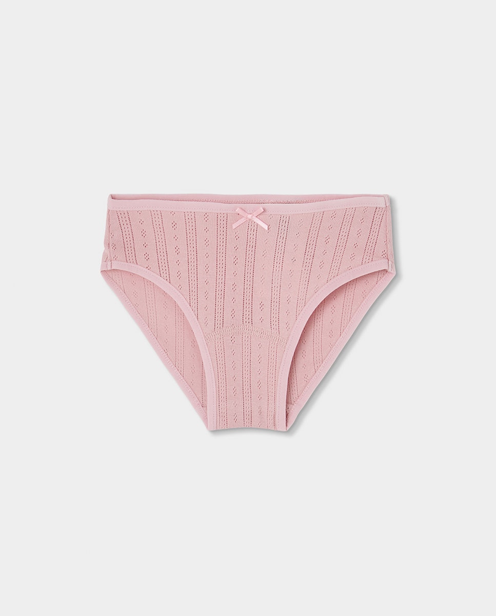Pack de 3 Cuecas Infantil de Algodão Rosa / Branco-4