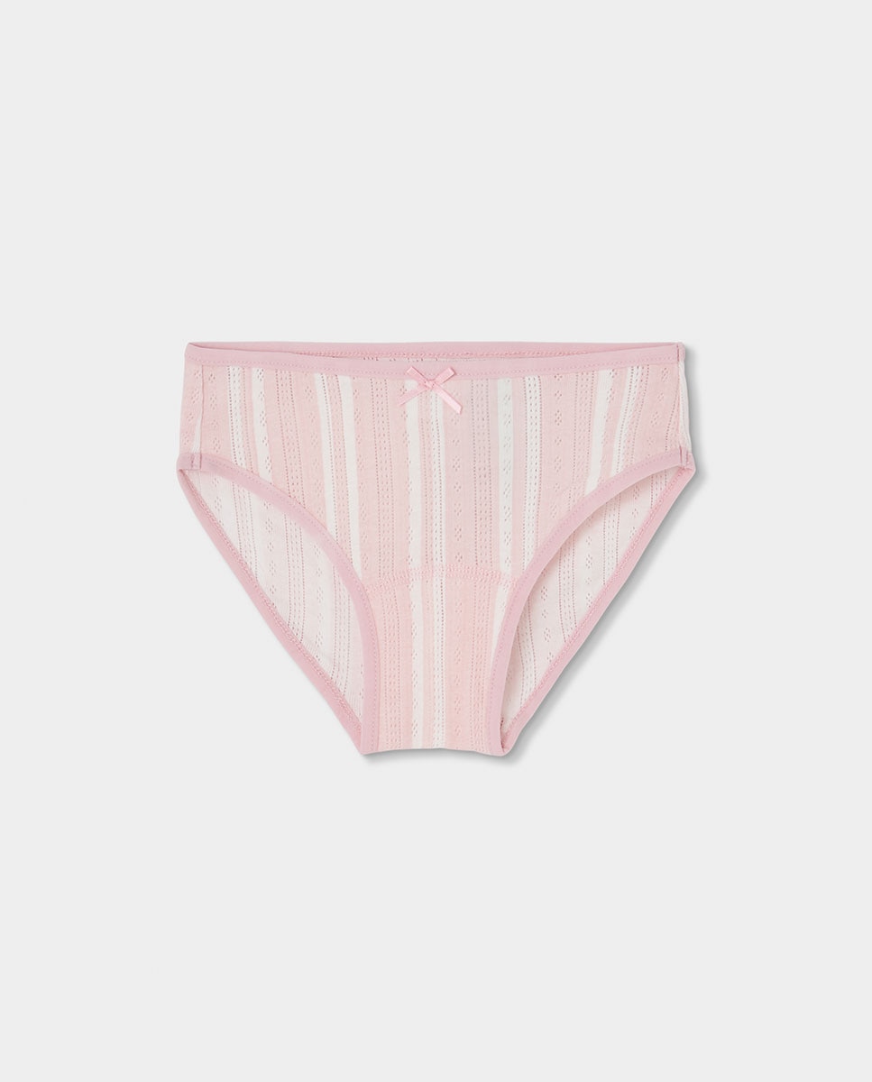 Pack de 3 Cuecas Infantil de Algodão Rosa / Branco-5