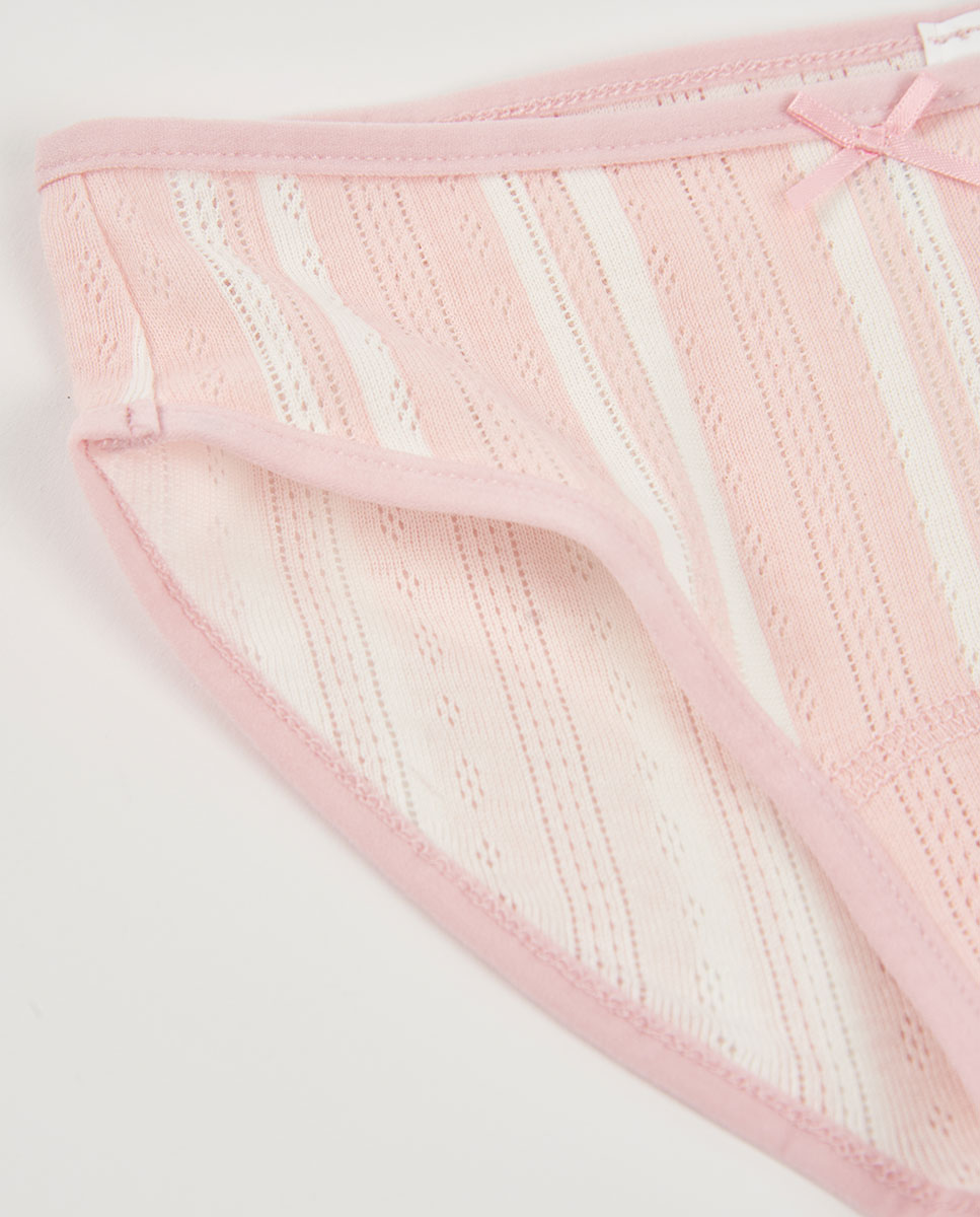 Pack de 3 Cuecas Infantil de Algodão Rosa / Branco-9