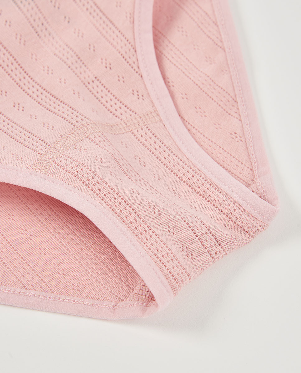 Pack de 3 Cuecas Infantil de Algodão Rosa / Branco-10