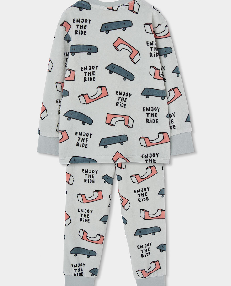Pijama de Veludo Infantil de Manga Comprida Multicolor-2