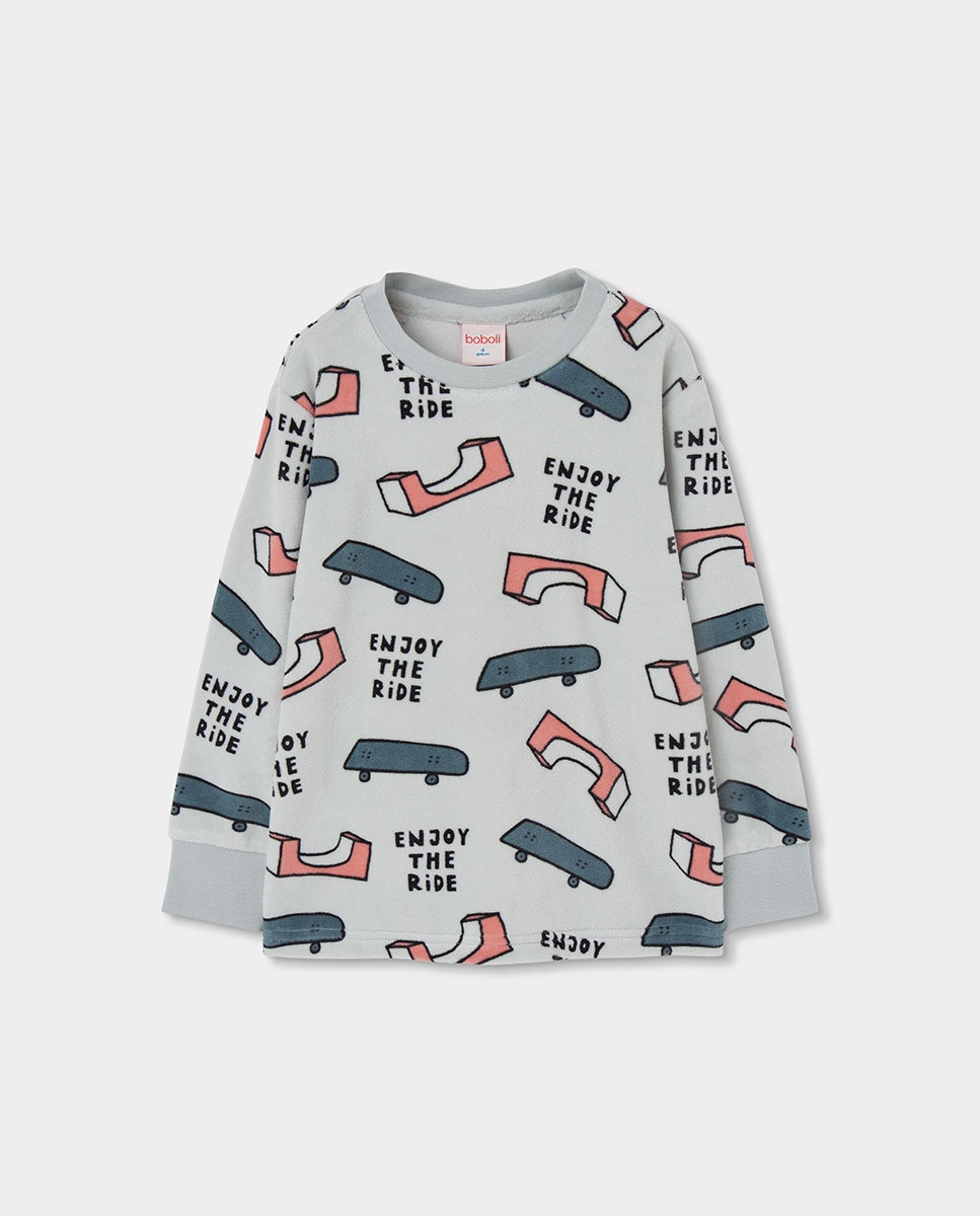 Pijama de Veludo Infantil de Manga Comprida Multicolor-3