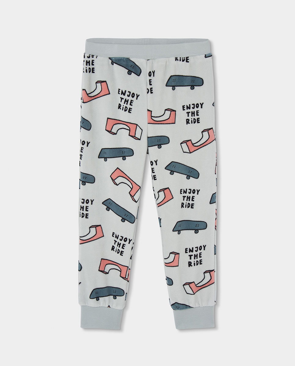 Pijama de Veludo Infantil de Manga Comprida Multicolor-4