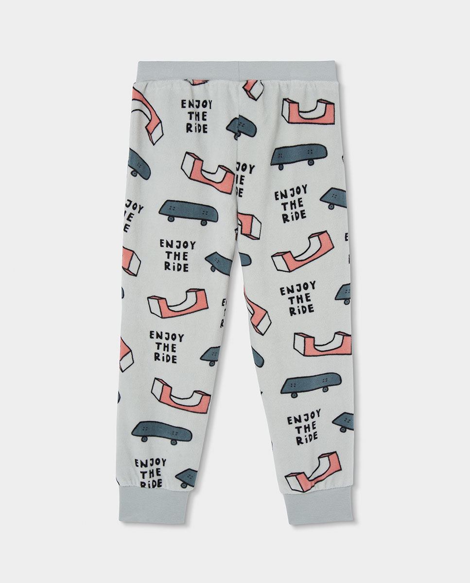Pijama de Veludo Infantil de Manga Comprida Multicolor-6