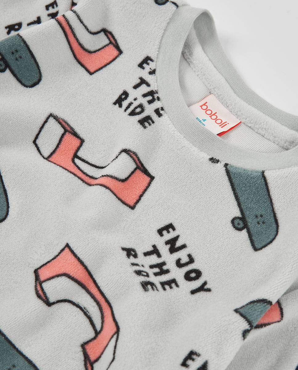 Pijama de Veludo Infantil de Manga Comprida Multicolor-7