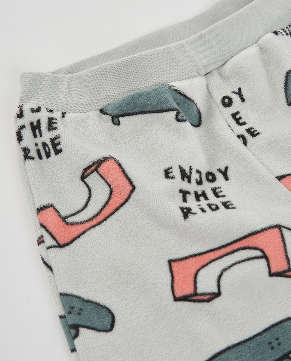 Pijama de Veludo Infantil de Manga Comprida Multicolor-8