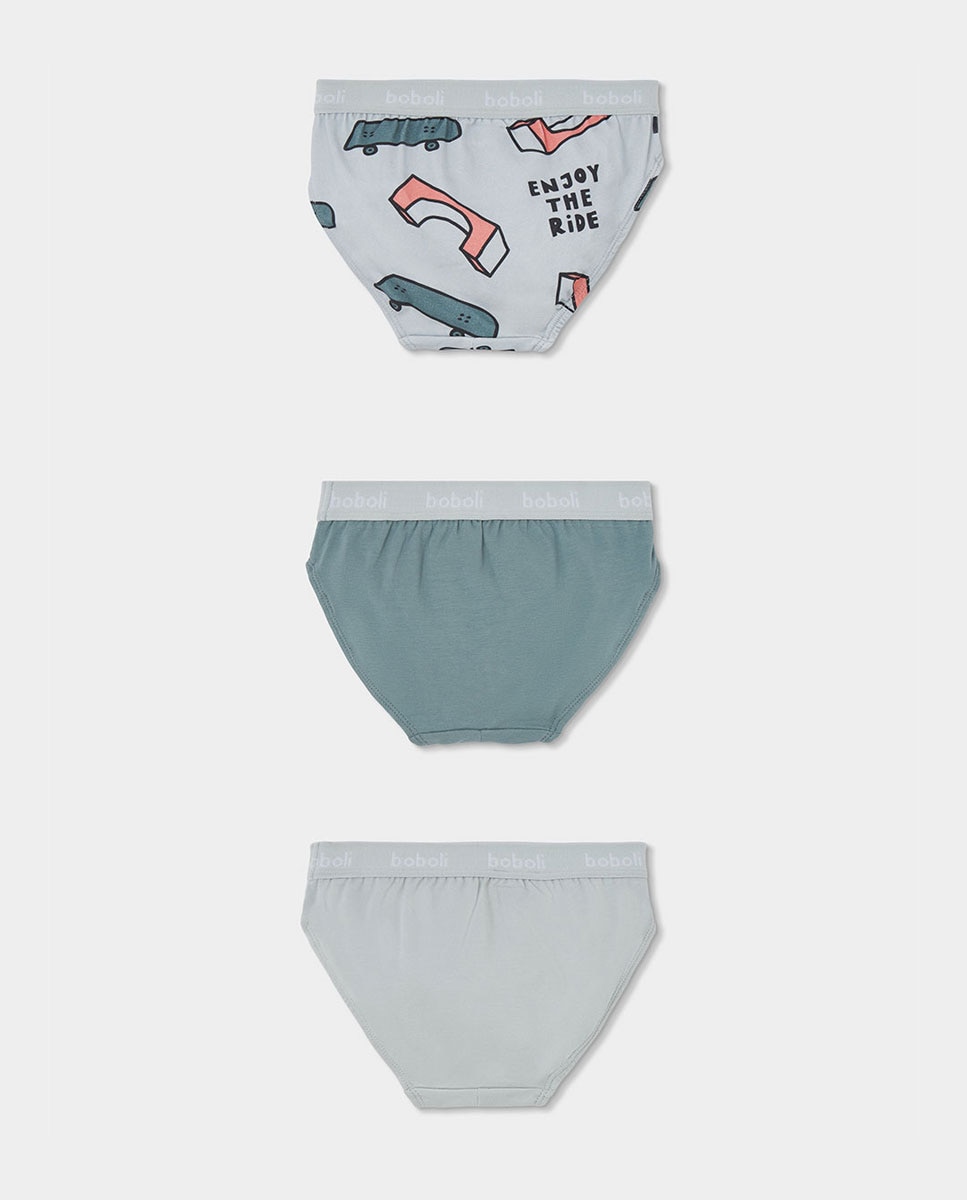 Pack de 3 Boxers Infantil Aos Quadrados Branco / Verde-2