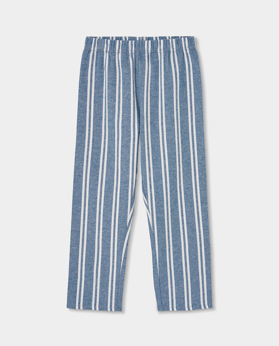 Pijama Infantil de Algodão com Estampado Às Riscas Boboli Branco-4