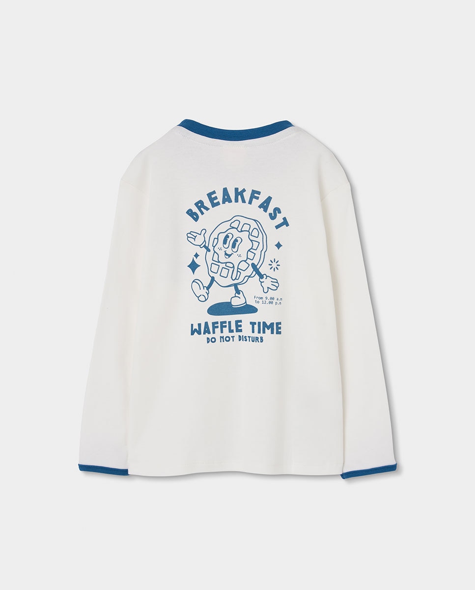 Pijama Infantil de Algodão com Estampado Às Riscas Boboli Branco-5