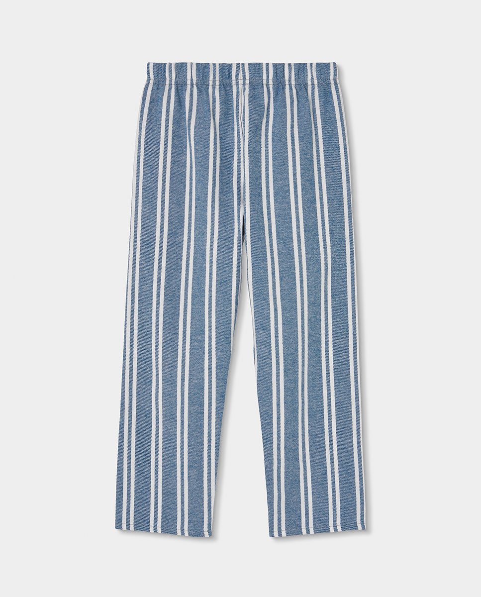 Pijama Infantil de Algodão com Estampado Às Riscas Boboli Branco-6