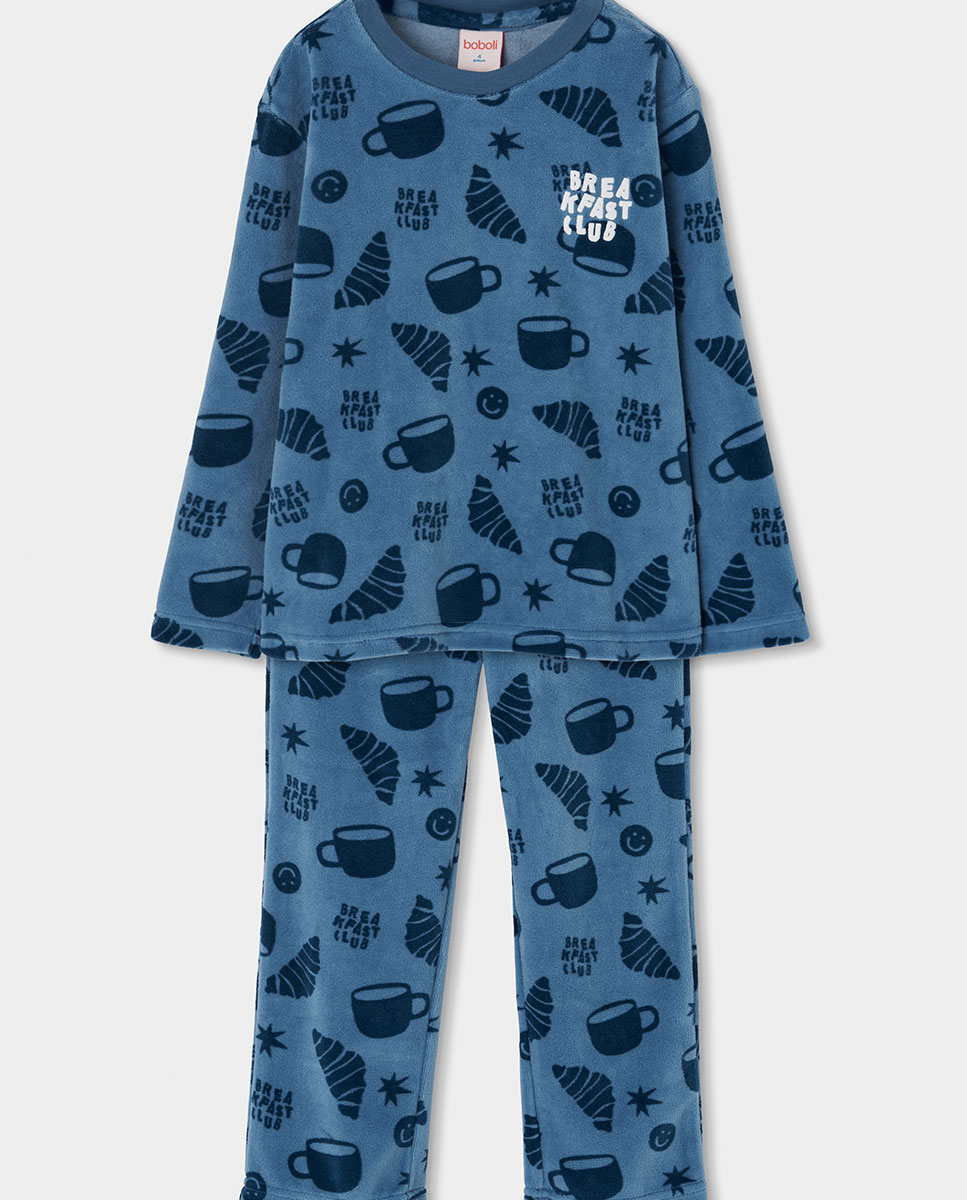 Imagem 0 de Pijama de Veludo Infantil de Manga Comprida