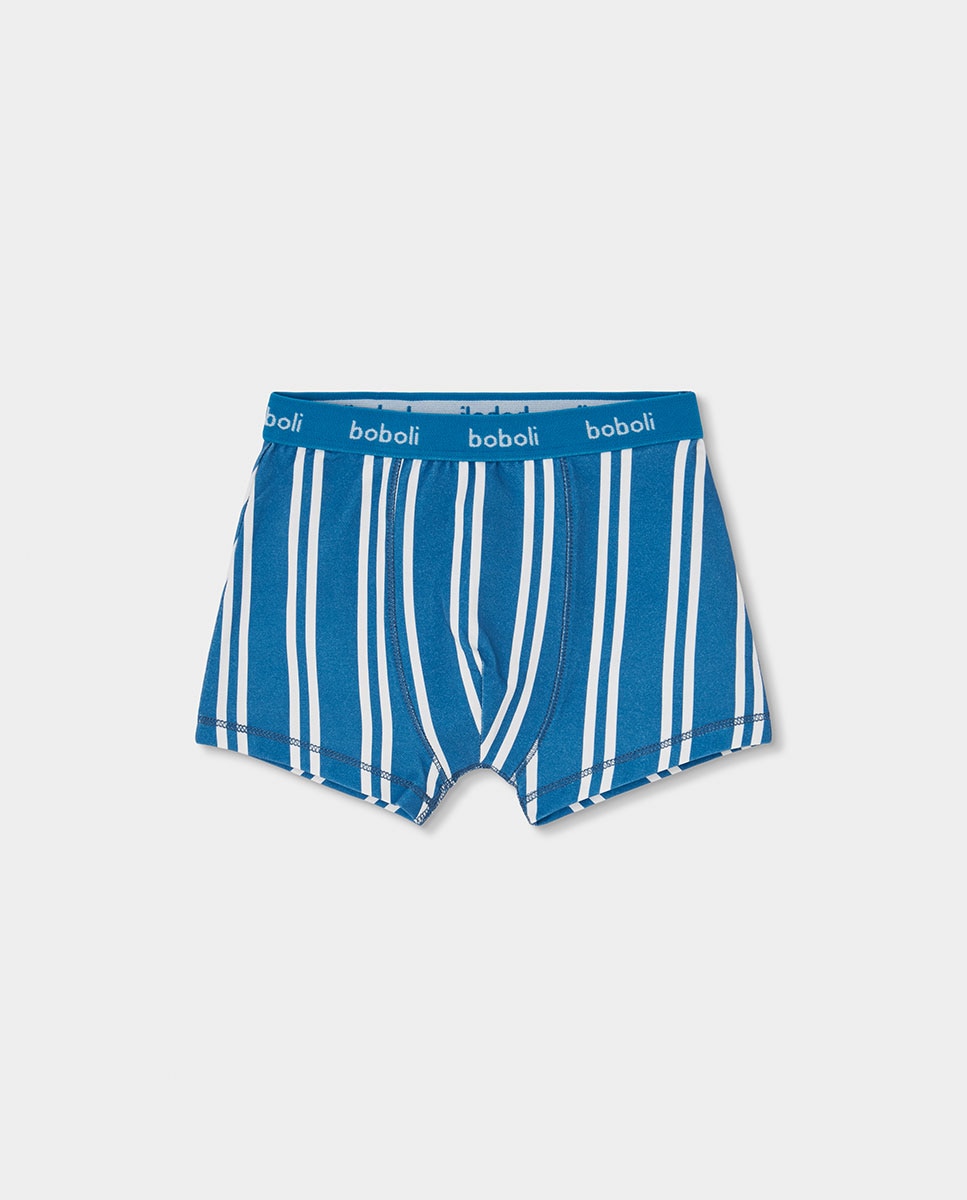 Pack de 3 Boxers Infantil de Algodão Boboli Azul / Branco-3