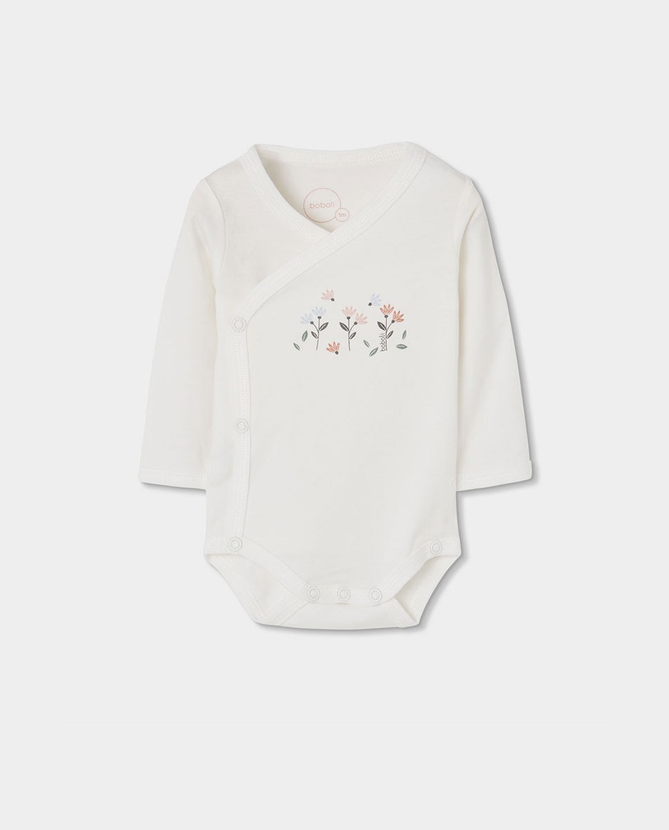 Pack de Malha para Bebé de Algodão com Estampado de Flores Branco-4