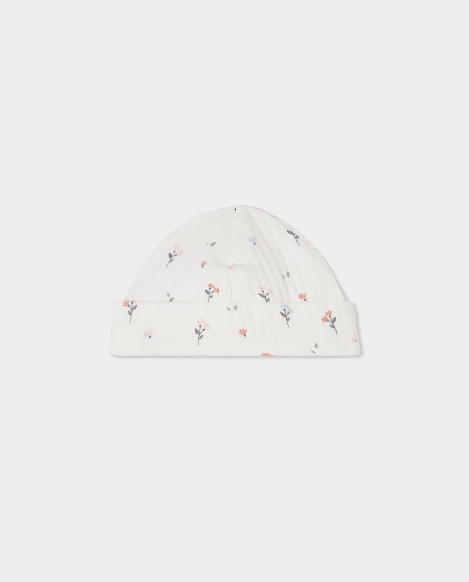 Pack de Malha para Bebé de Algodão com Estampado de Flores Branco-6