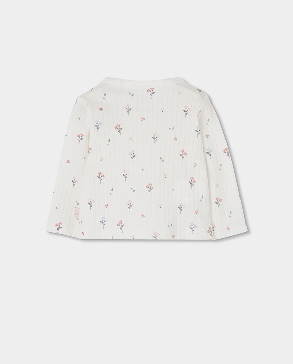 Pack de Malha para Bebé de Algodão com Estampado de Flores Branco-7