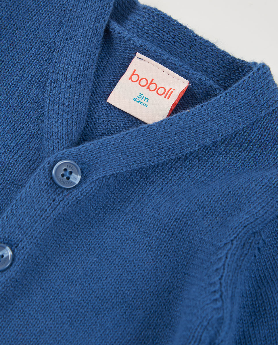 Conjunto para Bebé de Manga Comprida com Gola Tipo Camisa Azul-3
