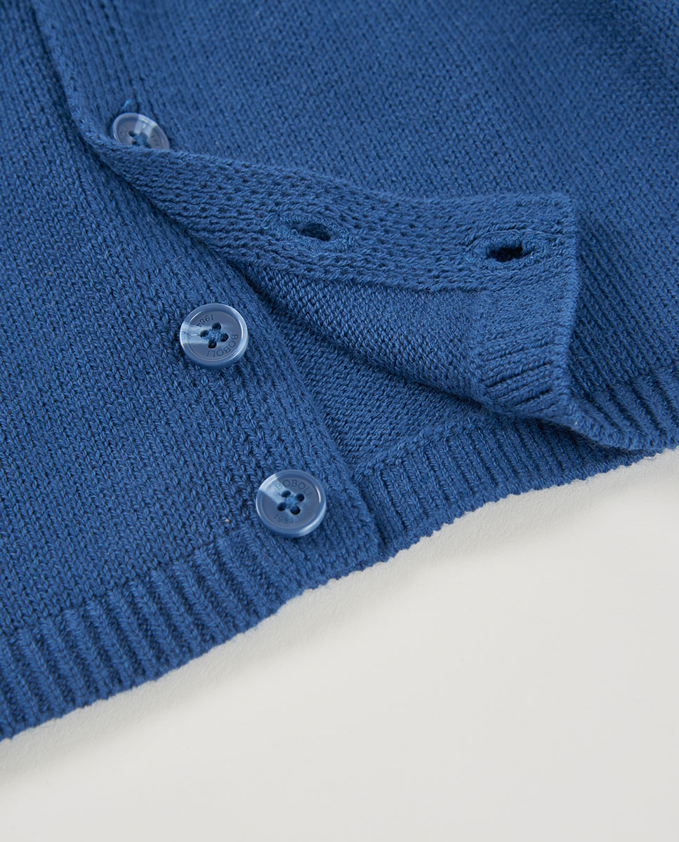 Conjunto para Bebé de Manga Comprida com Gola Tipo Camisa Azul-4