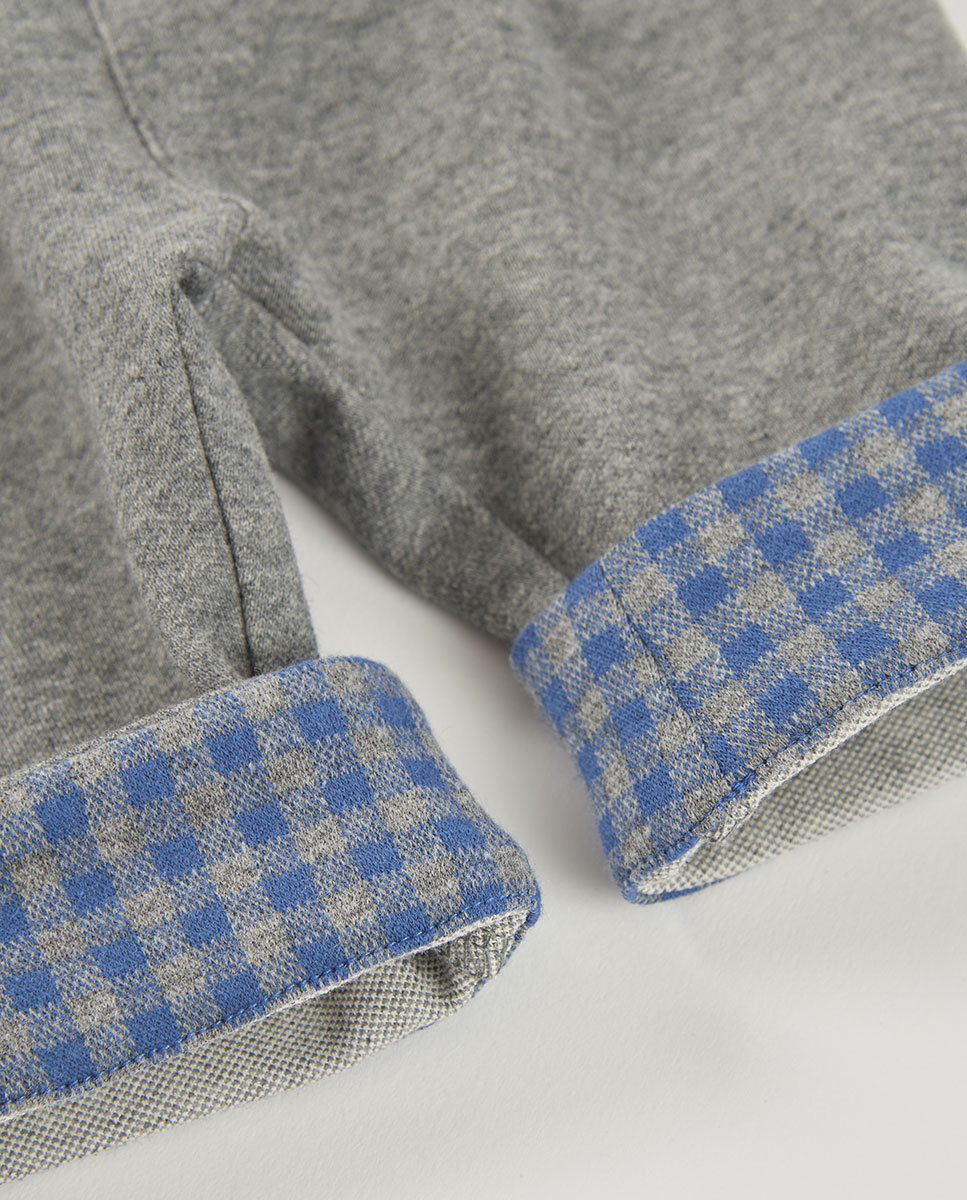 Conjunto de Malha para Bebé de Manga Comprida com Gola Tipo Camisa Azul / Branco-8