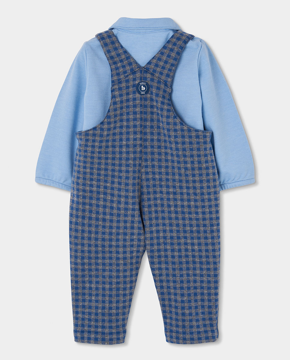 Conjunto de Malha para Bebé Aos Quadrados Azul / Bege-2