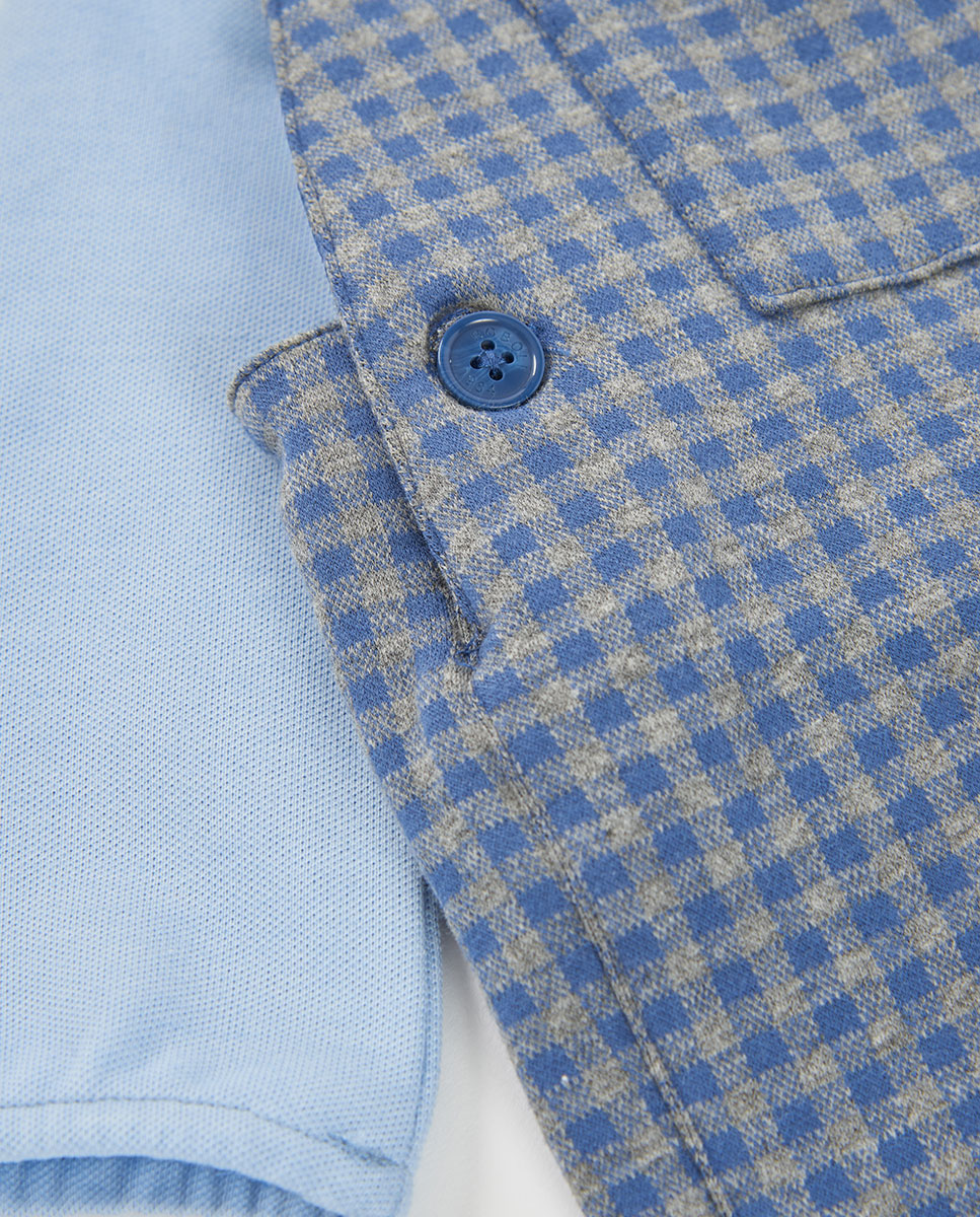 Conjunto de Malha para Bebé Aos Quadrados Azul / Bege-8