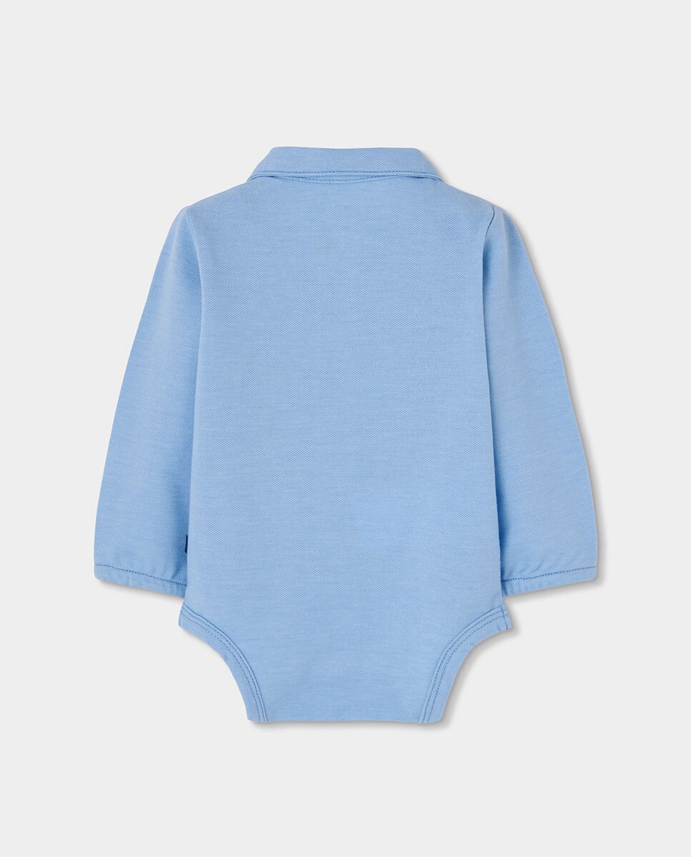 Casaco de Veludo Infantil com Capuz e Fecho Zip Azul / Bege-6