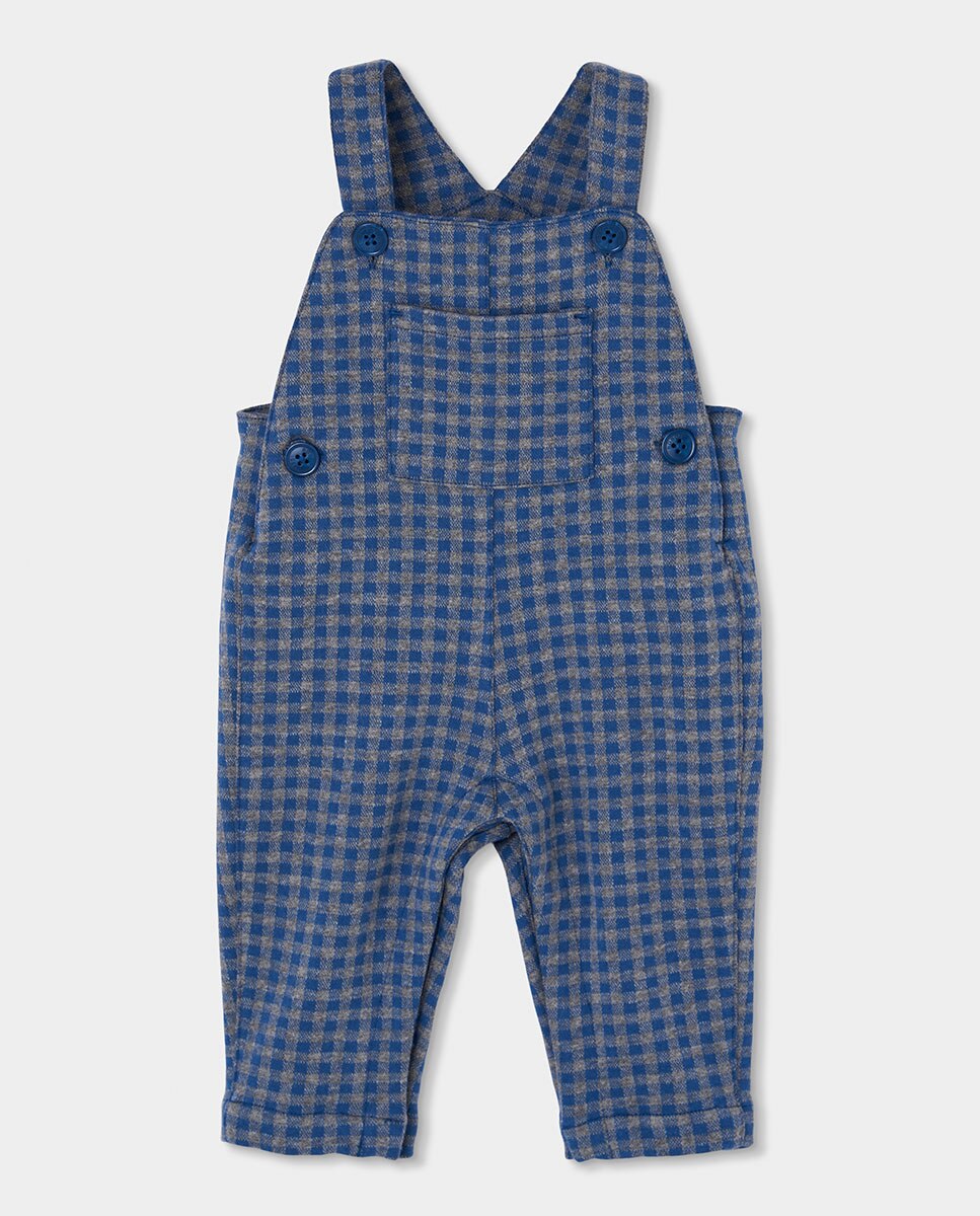 Casaco de Veludo Infantil com Capuz e Fecho Zip Azul / Bege-3
